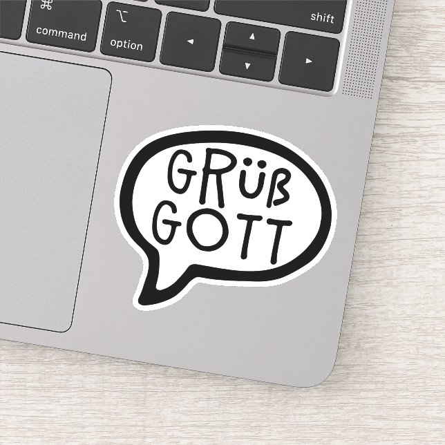 Sticker Grüß Gott, Bonjour en allemand, Bavière, bulle voc (Détail)