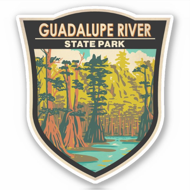 Sticker Guadalupe River State Park Texas Vintage (Devant)