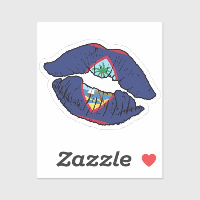 Sticker Guam Guamanian Lipstick Lover Drapeau (Feuille)