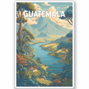 Sticker Guatemala Illustration Voyage Art Vintage