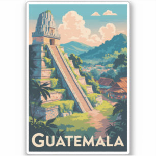 Sticker Guatemala Tikal National Park Illustration Voyage