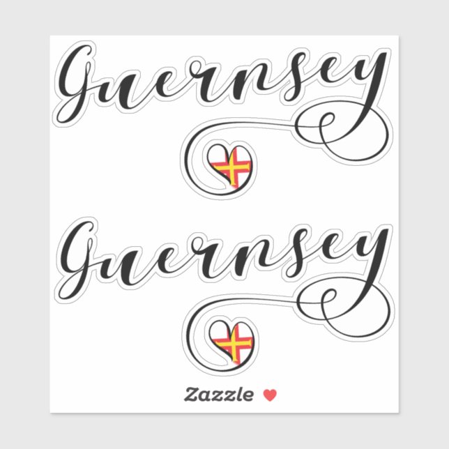 Sticker Guernesey Drapeau Conception de scripts cardiaques (Feuille)