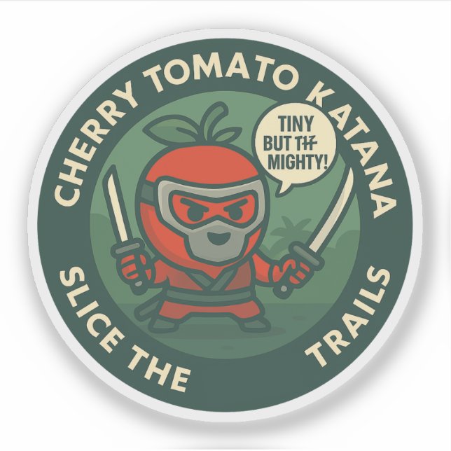 Sticker Guerrier Mignon Tomate Cerise Thème Japonais (Devant)