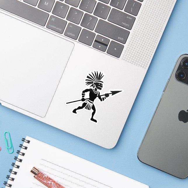 Sticker Guerrier Silhouette (Ordinateur portable avec iPhone)