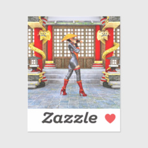 Sticker Guerrière asiatique Fantasy Illustration de Samour