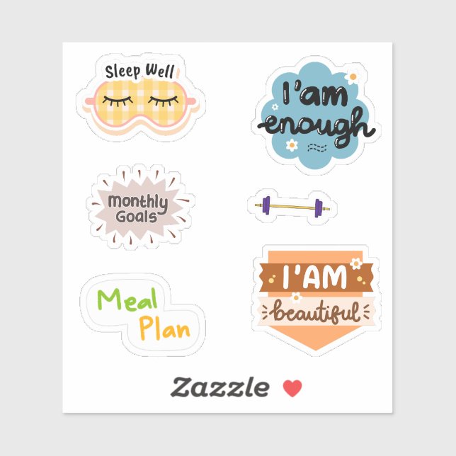Sticker Guillemets positifs Illustrations colorées Scrapbo (Feuille)