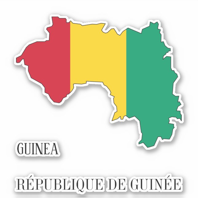 Sticker Guinée - Carte du drapeau patriotique (Devant)