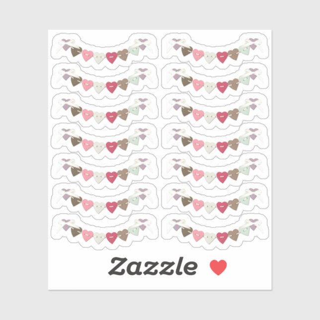 Sticker Guirlandes de cœurs de pays avec points de couture (Feuille)