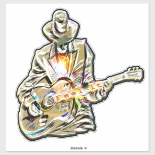 Sticker Guitar Blues Mann - Sentez-le