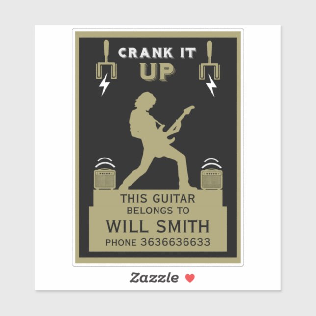 Sticker Guitare Coque Identification des biens (Feuille)