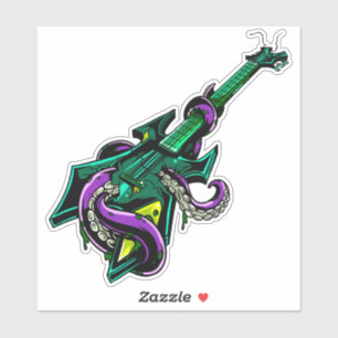 Sticker Guitare électrique écrasée par la musique violette
