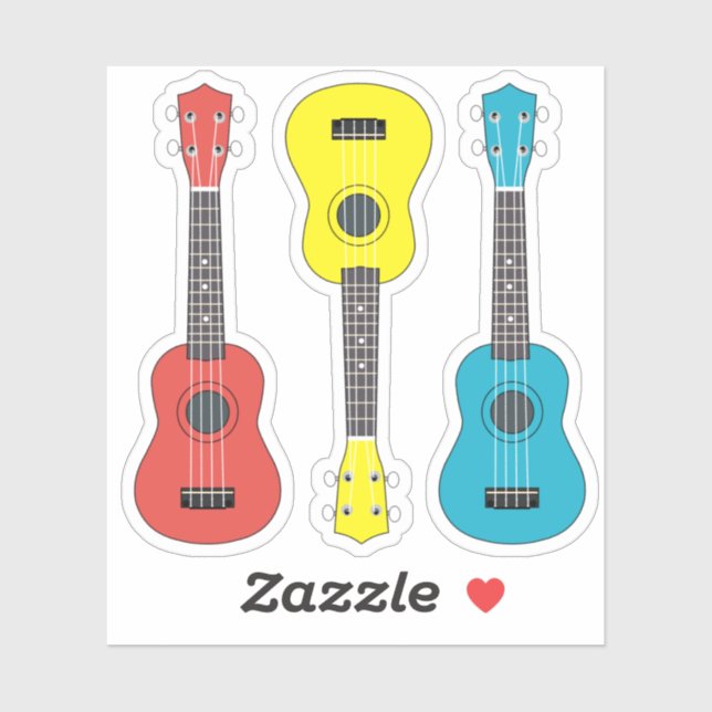 Sticker Guitare Ukulele en pack couleur (Feuille)