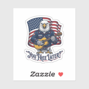 Sticker Guitare Vintage Eagle Patriotique