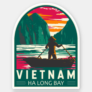Sticker Ha Long Bay Vietnam Boat Vendeur Voyage Art Vintag