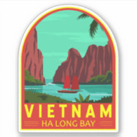 Ha Long Bay Vietnam Travel Vintage Art