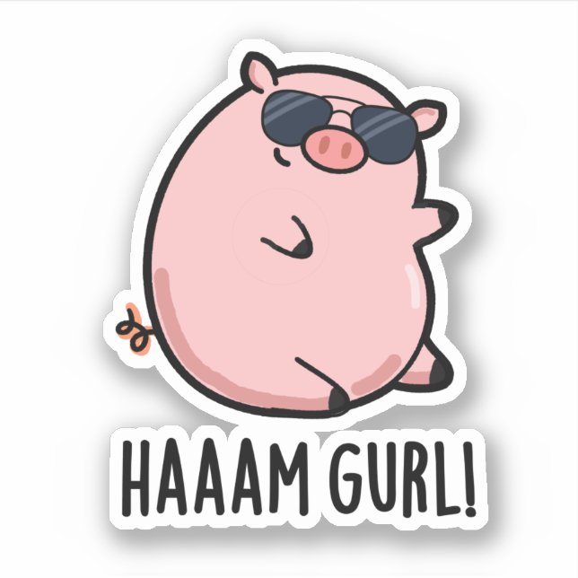 Sticker Haaam Gurl Funny Pig Pun (Devant)