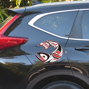 Sticker Haida Poisson Abstrait Pacifique Nord-Ouest Saumon