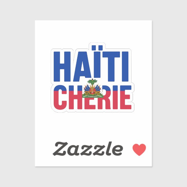 Sticker Haïti Chérie - Drapeau haïtien (Feuille)