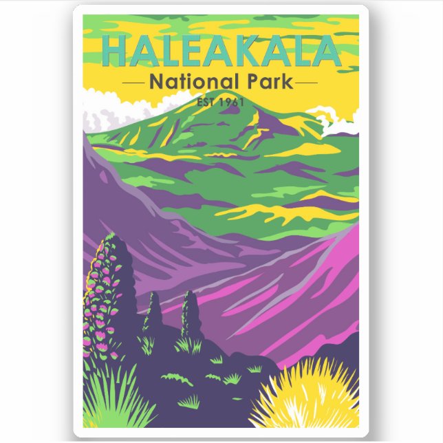 Sticker Haleakala National Park Hawaii Vintage (Devant)