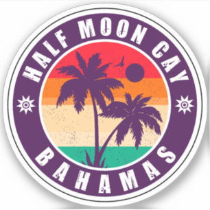 Sticker Half Moon Cay Bahamas Retro Vintage Vacances 60s