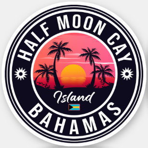 Sticker Half Moon Cay Bahamas Retro Vintage Vacances 60s
