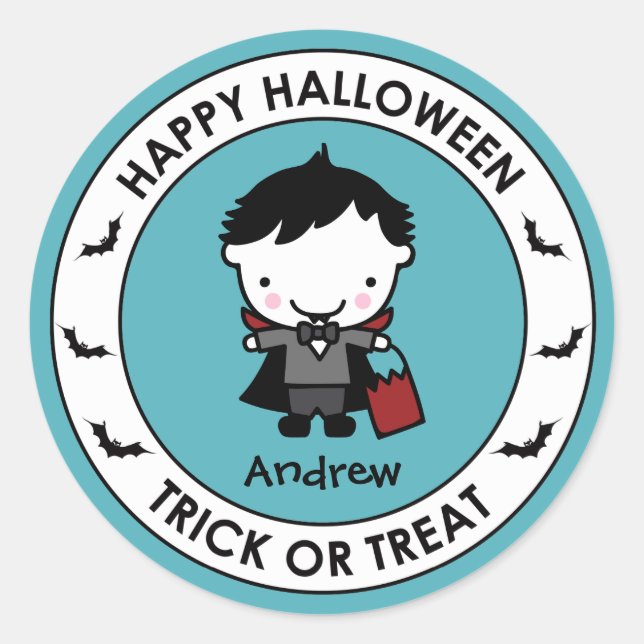 Sticker Halloween Aqua Treat Bag Étiquette (Devant)