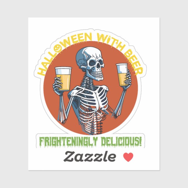 Sticker Halloween avec bière (Feuille)