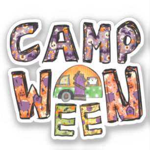 Sticker Halloween Camping   Jeu de mots