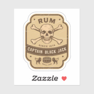 Sticker Halloween Capitaine Black Jack Posion Rum Botte