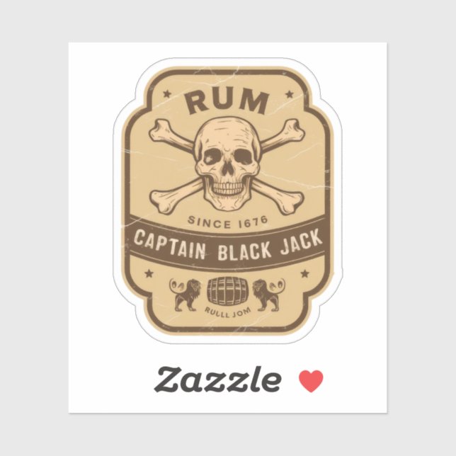 Sticker Halloween Capitaine Black Jack Posion Rum Botte (Feuille)
