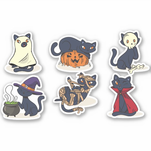 STICKER HALLOWEEN CAT POSE UN JEU DE VECTEURS (Devant)