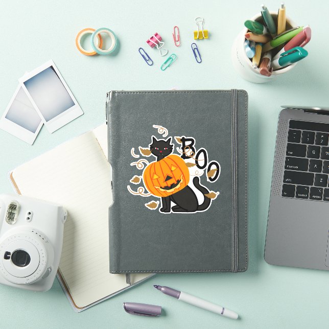 Sticker Halloween chat noir Boo (Couverture iPad)
