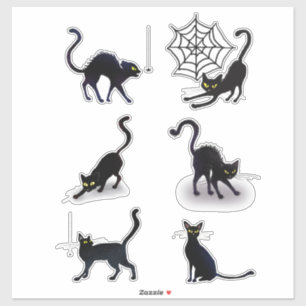 Sticker Halloween Chats noirs et araignées jeu ID852