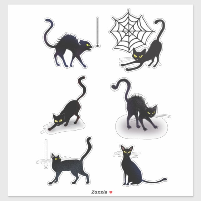 Sticker Halloween Chats noirs et araignées jeu ID852 (Feuille)