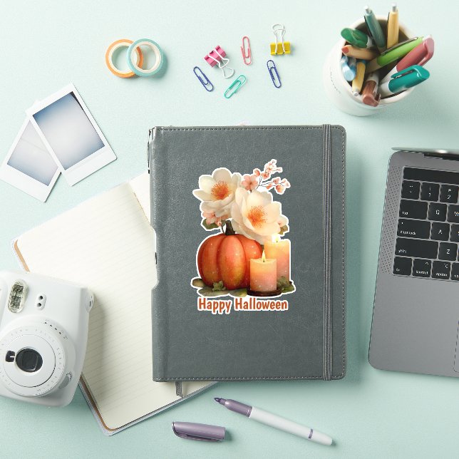 Sticker Halloween Citrouille et Fleurs élégant (Couverture iPad)