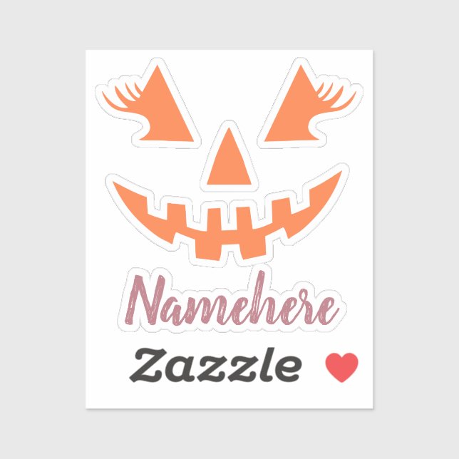 Sticker Halloween Citrouille Jack-o'-lantern fille personn (Feuille)