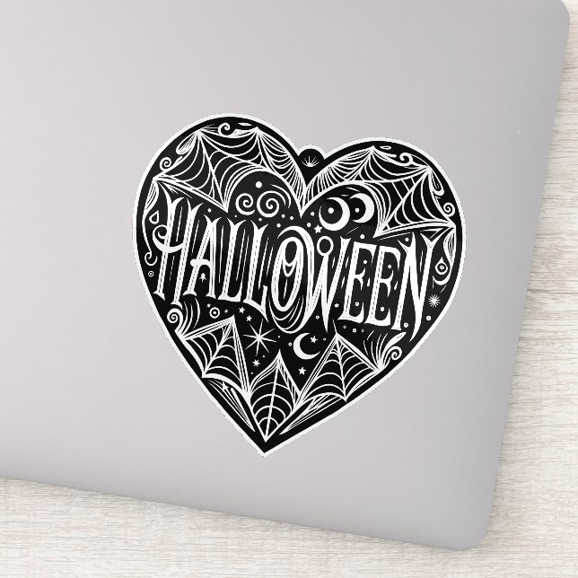 Sticker Halloween Cœur, Cœur Noir en forme, Vacances (Détail)