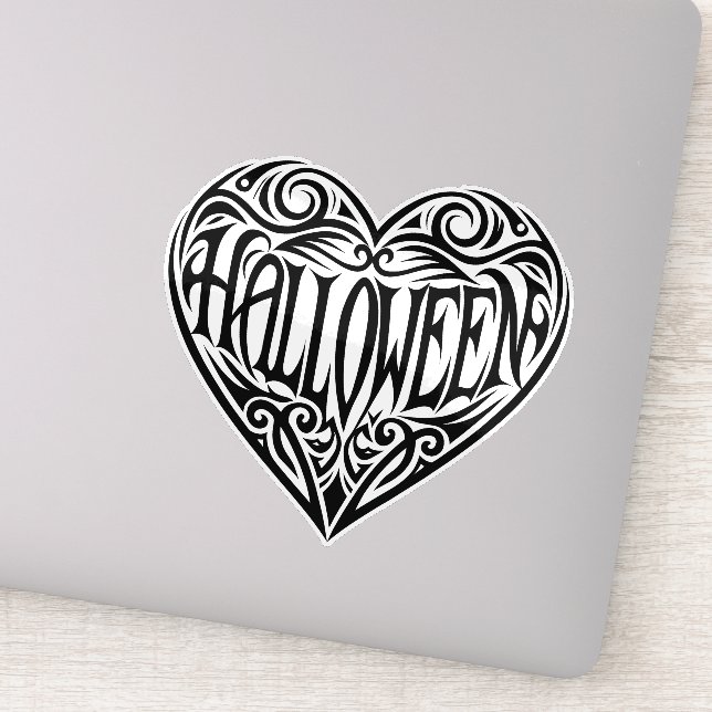 Sticker Halloween cœur, Cœur noir, Vacances (Détail)