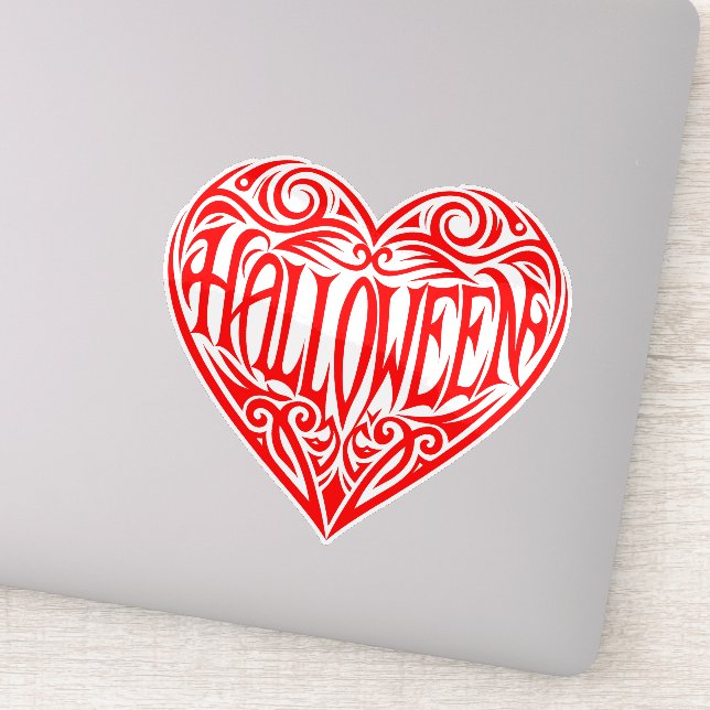 Sticker Halloween cœur, cœur rouge, vacances (Détail)