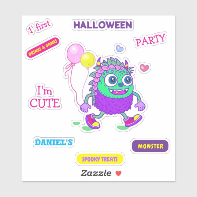 Sticker Halloween Costume Party Monstres éffrayant fun Dan (Feuille)