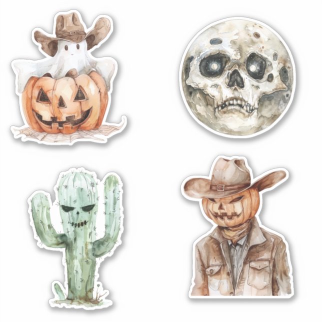 Sticker Halloween Cowboy Occidental Cowgirl (Devant)