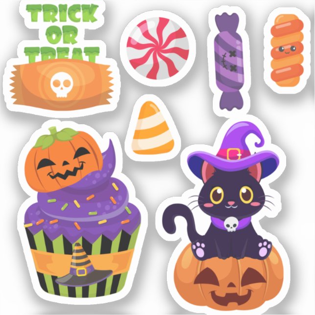 Sticker Halloween Cupcake Candy Corn (Recto)