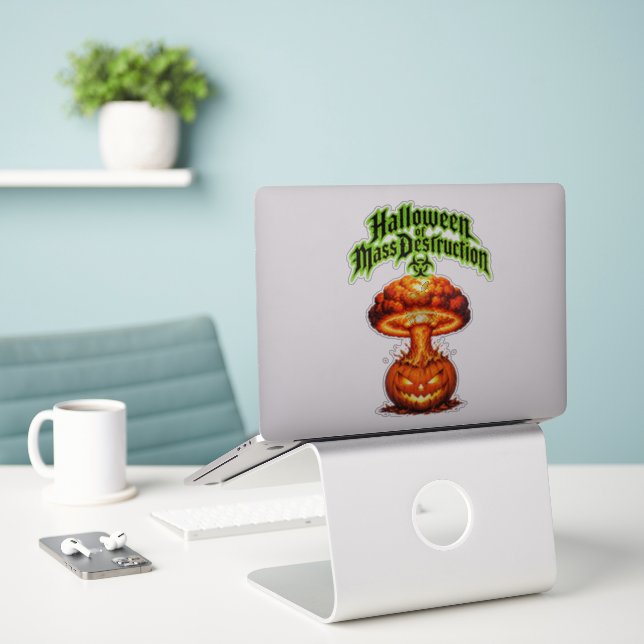 Sticker Halloween de destruction massive Citrouille toxiqu (Ordinateur portable sur le bureau)