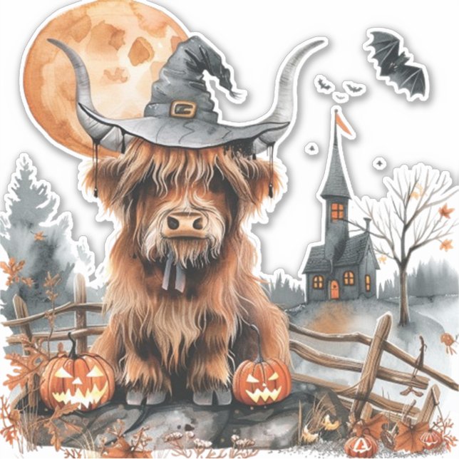 Sticker Halloween de la vache Highland (Devant)