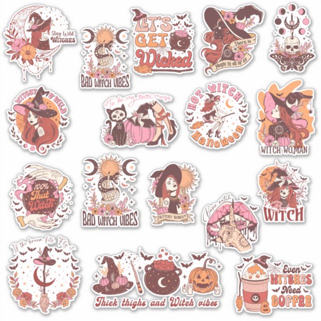 Sticker Halloween Déplaisant Witchy (Devant)