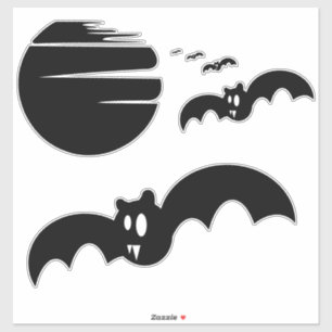 Sticker Halloween des chauves-souris et de la lune
