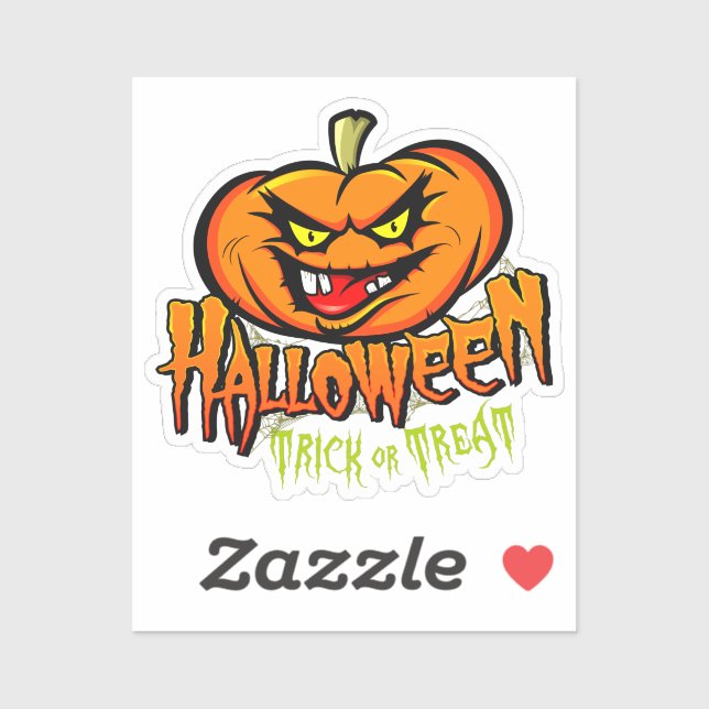 Sticker Halloween Éffrayant Citrouille Tri ou traitement (Feuille)
