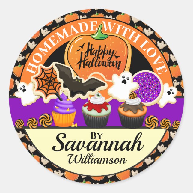 Sticker Halloween fait maison avec amour (Devant)