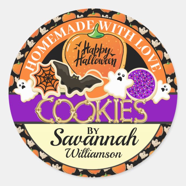 Sticker Halloween fait maison avec amour (Devant)