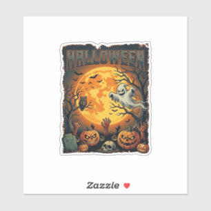 Sticker Halloween Fantôme Pleine Lune Jack Lanterns Zombie